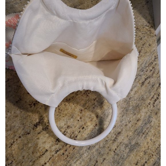 Vintage Dweck Purse Scallop Retro Beaded Pink Round Handles Lucite? - Picture 8 of 13